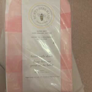 Burts Bees Baby 100% Cotton Pink Check Fitted Crib Sheet
